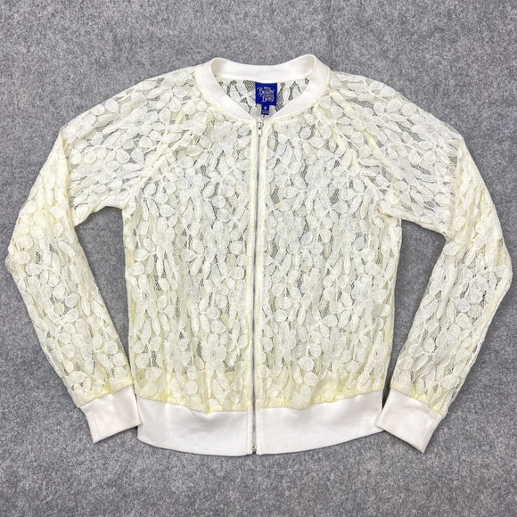 Disney Other - Disney Jacket Juniors Girls Medium Cream Lace Beauty and the Beast Full Zip